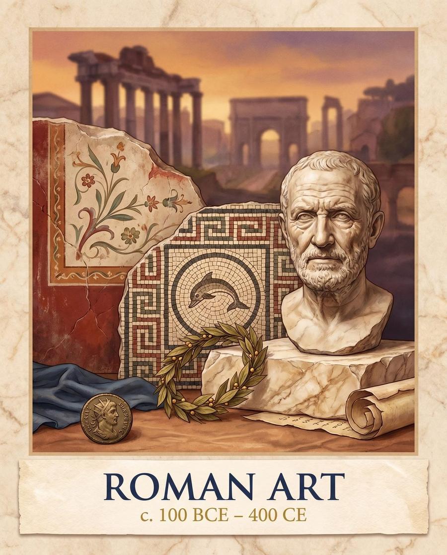 Library style illustration: roman